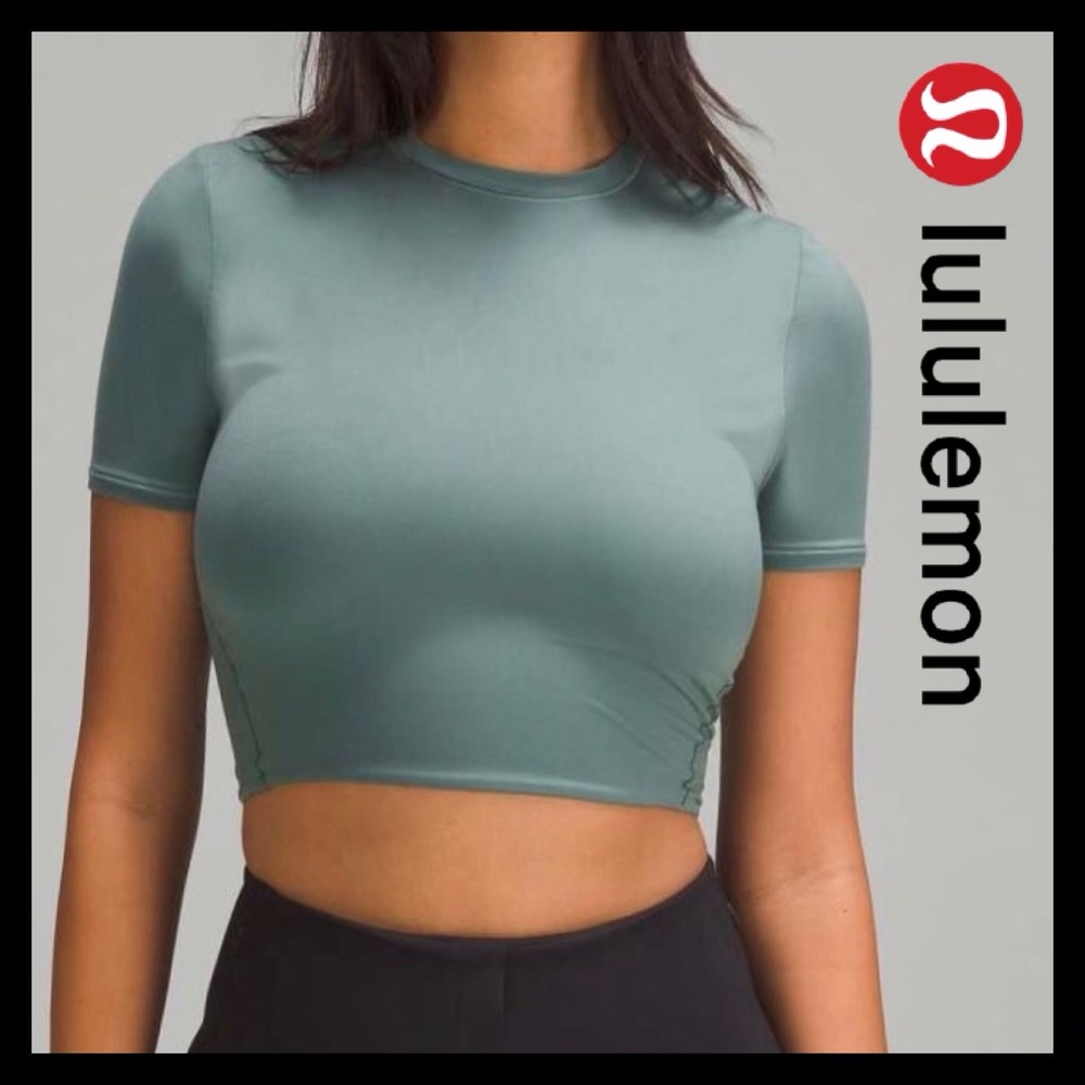 Lululemon Wundermost Ultra-Soft Nulu Crewneck Cropped T-Shirt• Medium Forest💚🍃